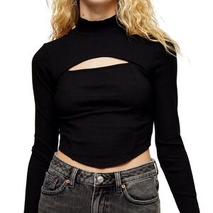 Top shop cropped long sleeve size 2